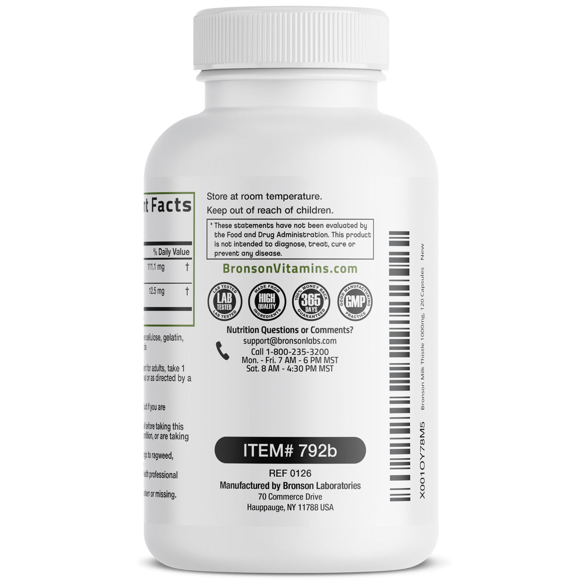 Bronson Milk Thistle Silymarin Marianum & Dandelion Extract Liver Health Support, Antioxidant Support, Detox, 120 Capsules