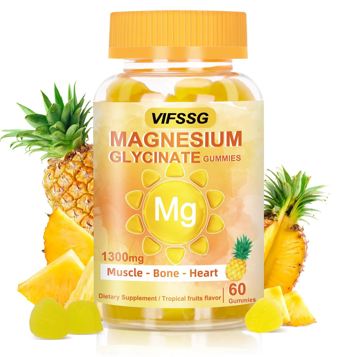 VIFSSG Magnesium Glycinate Gummies 500 Mg, Triple Magnesium Complex Sugar-Free Gummies with Malate 400 Mg, Citrate 400 Mg, Magnesium Supplement Chewable for Women & Men Vegan, Organic 60 Count VIFSSGBuy Supplements Australia