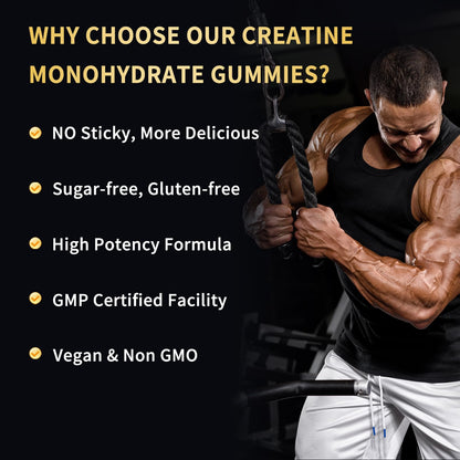 OUYIYUA Creatine Monohydrate Gummies 5000mg for Men & Women - Sugar Free Pre-Workout Supplement, Chewables for Muscle Strength, Muscle Builder