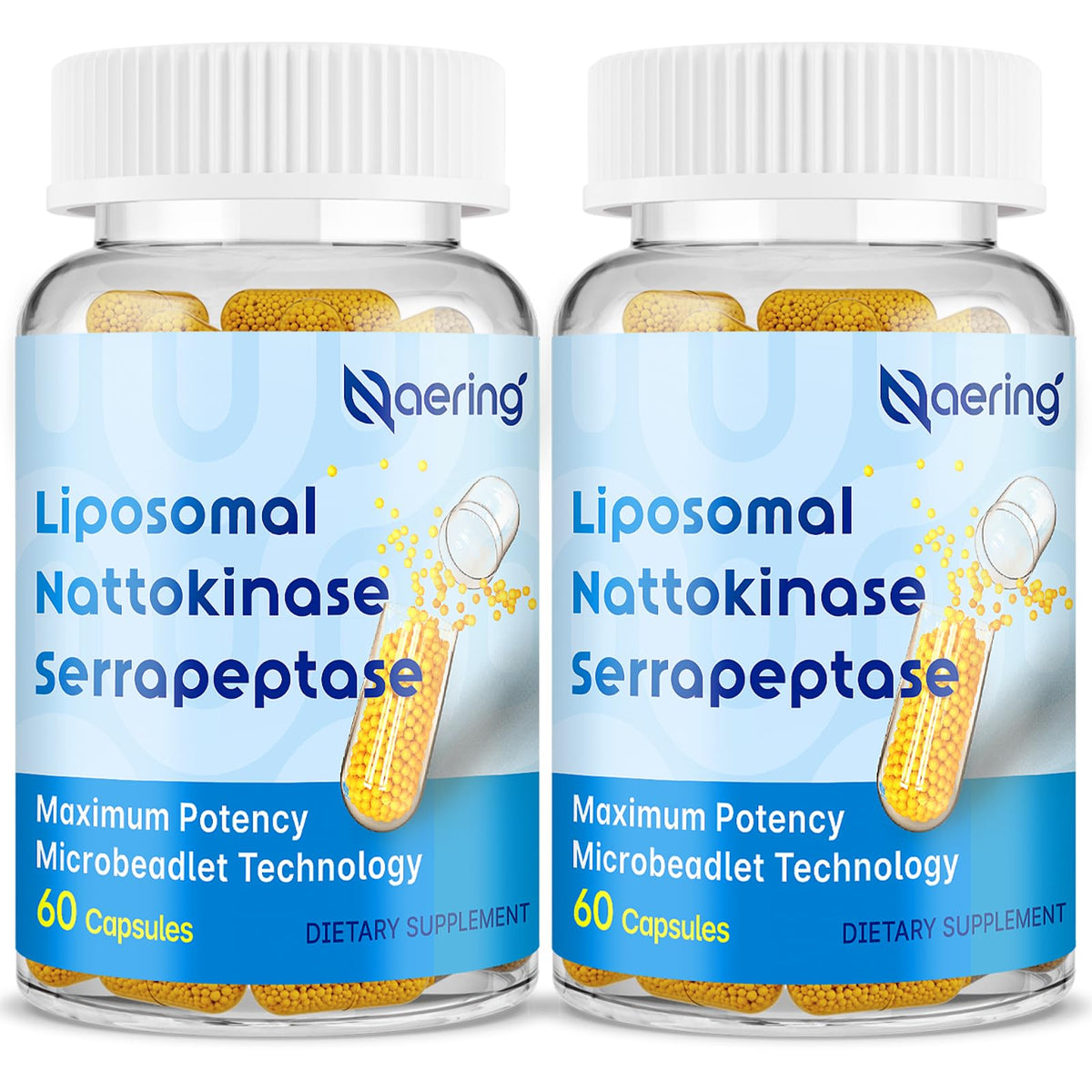 Liposomal Nattokinase 12,000 FU Serrapeptase 360,000 SPU Enzyme Supplement - Enriched with Synergistic Enzymes and Nutrient Blend & Inulin for Circulatory