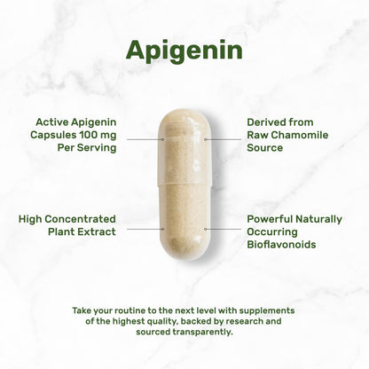 Apigenin, 100mg Per Serving, 240 Capsules – Raw Plant Extract from Chamomile Flower – Active Bioflavonoids & Antioxidants