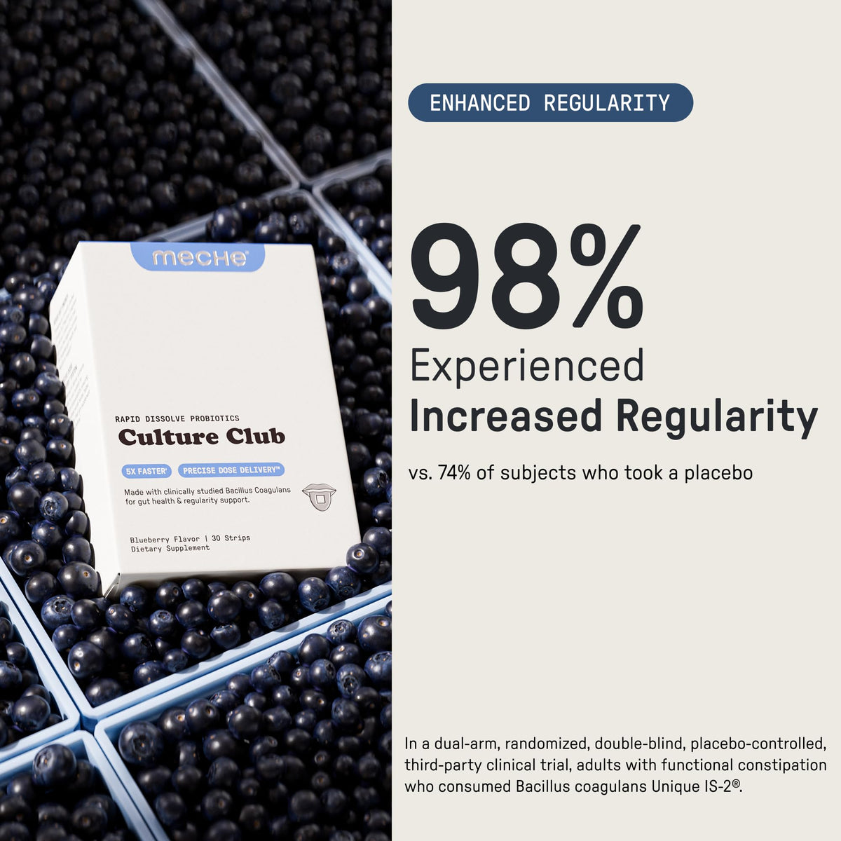 Meche Culture Club Probiotics for Digestive Health and Regularity - 5 Billion CFUs, Probiotics for Women and Men - Gut Health Supplements - Dissolve Strips