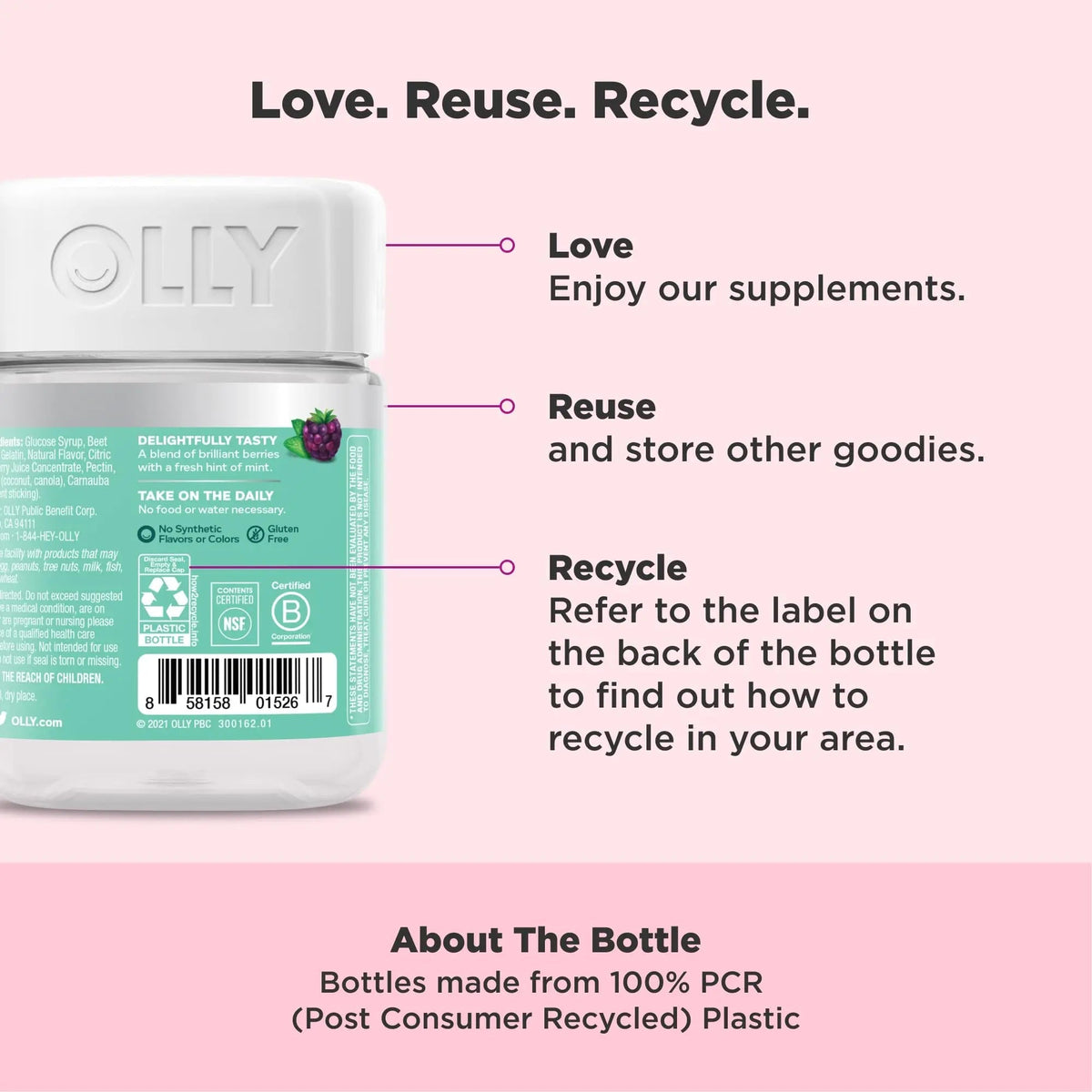 OLLY Flawless Complexion Gummy, Clear and Healthy Skin Support, Vitamins E, A, Zinc, Chewable Supplement, Berry - 50 Count (Pack of 1) OLLY