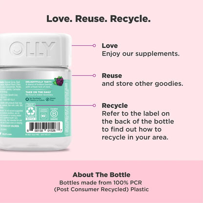 OLLY Flawless Complexion Gummy, Clear and Healthy Skin Support, Vitamins E, A, Zinc, Chewable Supplement, Berry - 50 Count (Pack of 1) OLLY