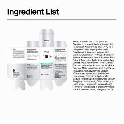 Anua PDRN Hyaluronic Acid Capsule 100 Serum, Radiant Face Serum, Salmon DNA, Hyaluronic Acid, Hydration, Moisture Plumping Effect