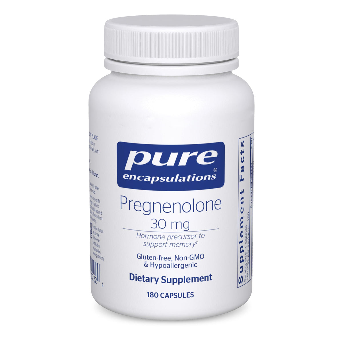 Pure Encapsulations Pregnenolone - 30 mg - Hormone Support - Memory Support - Gluten Free & Vegan - 180 Capsules
