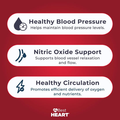 MyBestHeart Blood Pressure Support Supplement for Men & Women - 90 Capsules