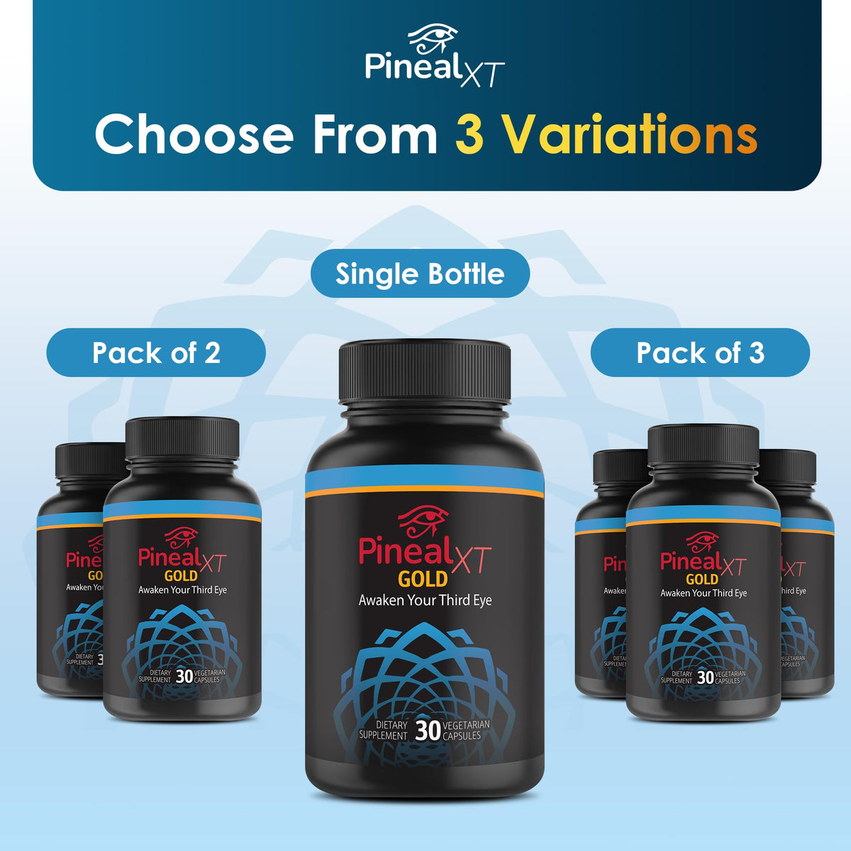 Nutraville Pineal XT Gold - Pineal Gland Supplement - Third Eye Awakening - Focus and Memory Supplement for Brain - 7 Powerful Ingredients Decalcify, Detox, and Activate Your Pineal Gland, 2 Pack NutravilleBuy Supplements Australia