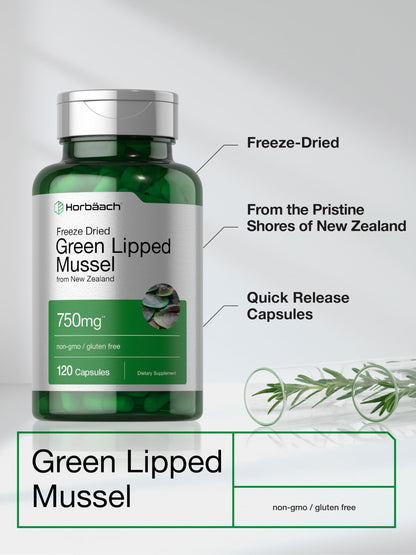Horbäach Green Lipped Mussel |120 Capsules | from New Zealand | Premium Freeze Dried Mussel Powder