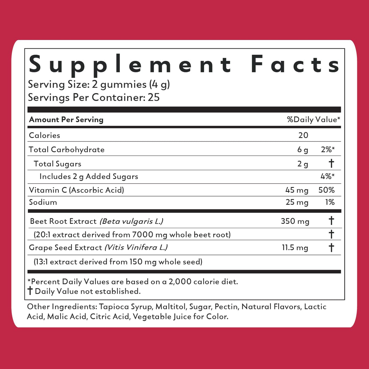 Natrava Beets+ Gummies - Premium Beet Root Powder, Grape Seed Extract and Vitamin C - Supports Healthy Blood Pressure and Heart Health - Low Sugar Nitric Oxide and Circulation Supplement - 50 Gummies