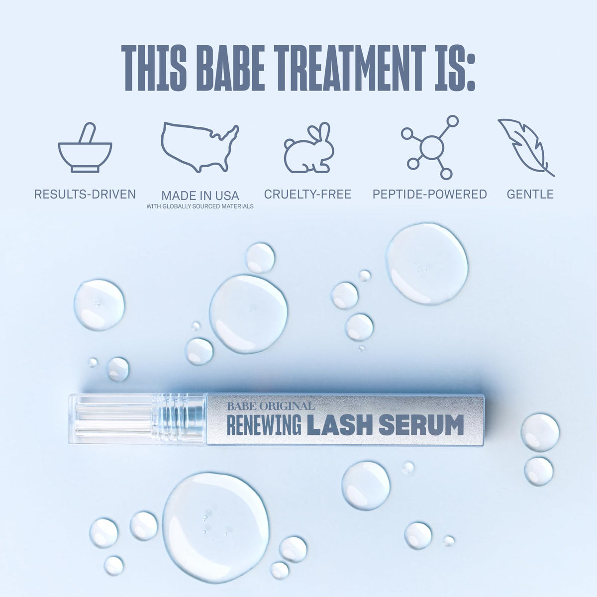 BABE ORIGINAL Renewing Lash Serum – Prostaglandin-Free, Peptide-Infused Gentle Lash Serum for Fuller, Longer-Looking Lashes, Lash Enhancing Treatment