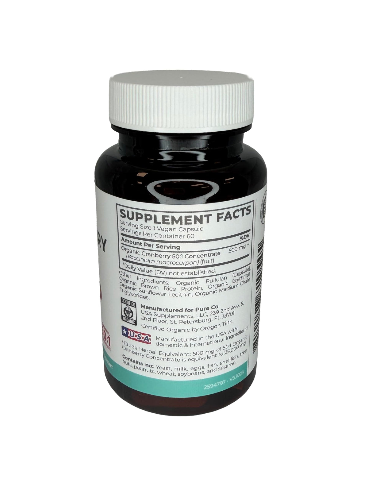 Organic Cranberry Pills - Vegan Supplement for Urinary Tract Health & Kidney Cleanse - Cranberry Pills for Women 500mg 50:1 Cranberry Concentrate Per Serving