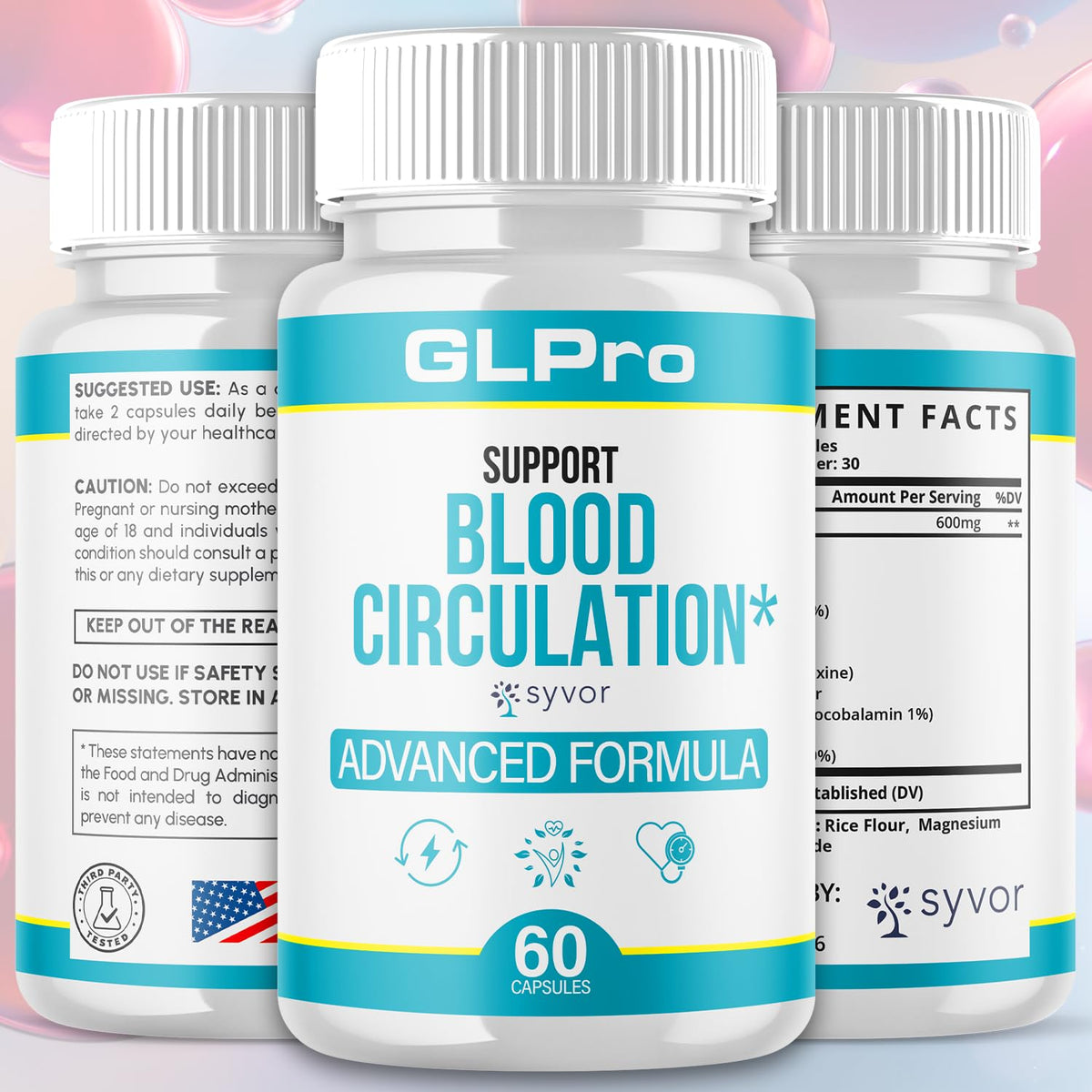 GLPro Blood Capsules, Official GLPro Blood Health Support Pills with All Natural Ingredients, Advanced Formula Supplement with Maximum Strength Premium Vitamins for Women and Men (60 Capsules) Syvor buy supplements Au