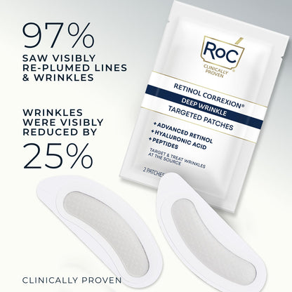RoC Retinol Correxion Deep Wrinkle Non-Invasive Targeted Patches with Hyaluronic Acid + Firming Peptides for Forehead, 11 Lines