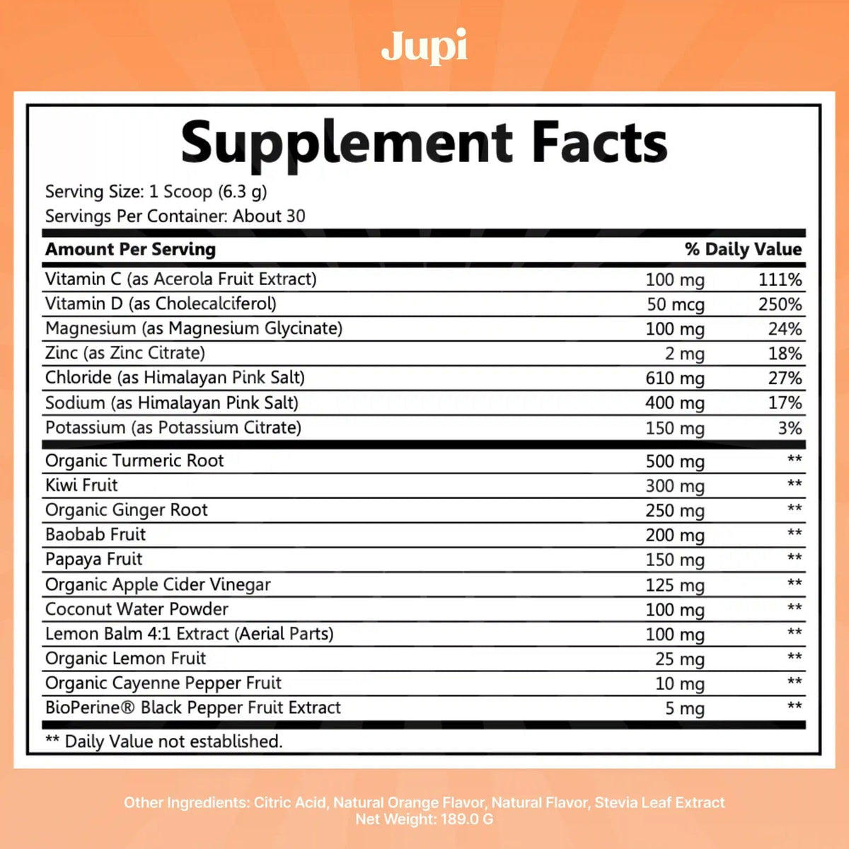 Jupi Hydration & Wellness Powder – Turmeric & Ginger shots, Vitamin C Supplement for Energy, Immune Support & Digestive Health – Vegan, Gluten-Free Drink Mix