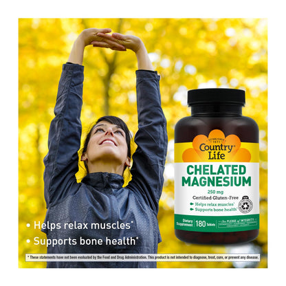 Country Life Chelated Magnesium 250 mg, 240 Tablets
