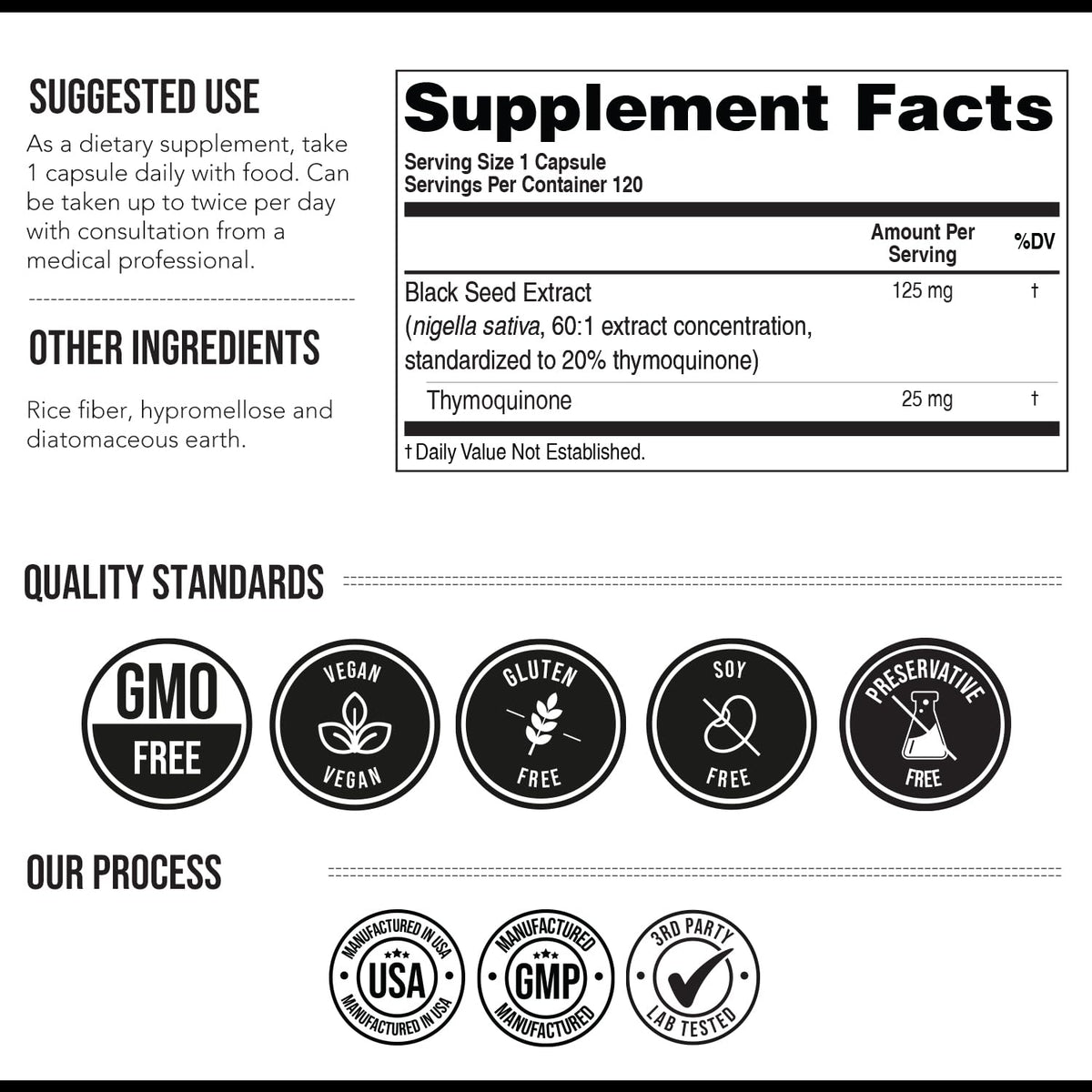 20% Thymoquinone Black Seed Oil Extract Capsules - TQ-Advanced 4X®: Potent Thymoquinone Concentration Available - 60:1 Concentrate from Nigella Sativa, Raw Form, Vegan, Glass Bottle (120 Capsules)