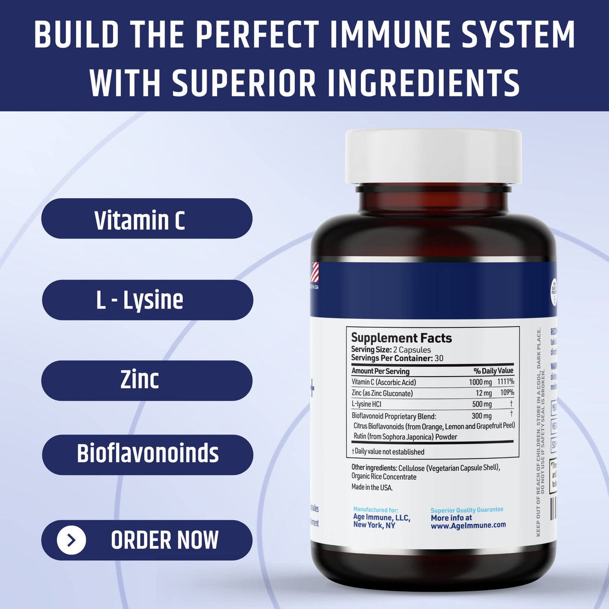 AgeImmune Vitamin C 1000mg Complex with L-Lysine 500mg, Zinc 12mg, Bioflavonoids 300mg. Doctor Formulated Magnesium Stearate Free Supplements for Healthy Immune System Support.(1) AgeImmune buy supplements Au