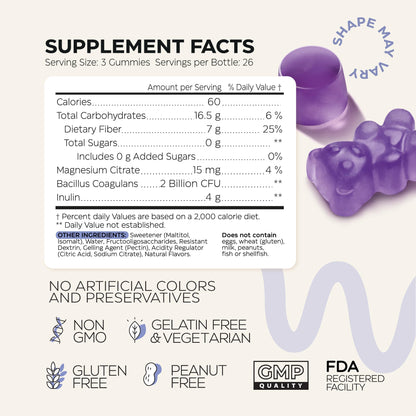 High Prebiotic Fiber Gummies for Women and Men 7G, 160 Pcs (2 Pack) - Natural  Support - Beet FOS Fiber, Magnesium, Inulin, Probiotic - Gummy Supplement for Digestive Health - Sugar Free
