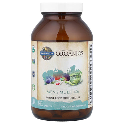 Garden of Life Organics Men's 40+ Multivitamin with Prostate Support, B12 & Vitamins – Vegan Daily Whole Food Multivitamin, Non-GMO, Certified Organic, 120 Tablets Garden of LifeBuy Supplements Australia