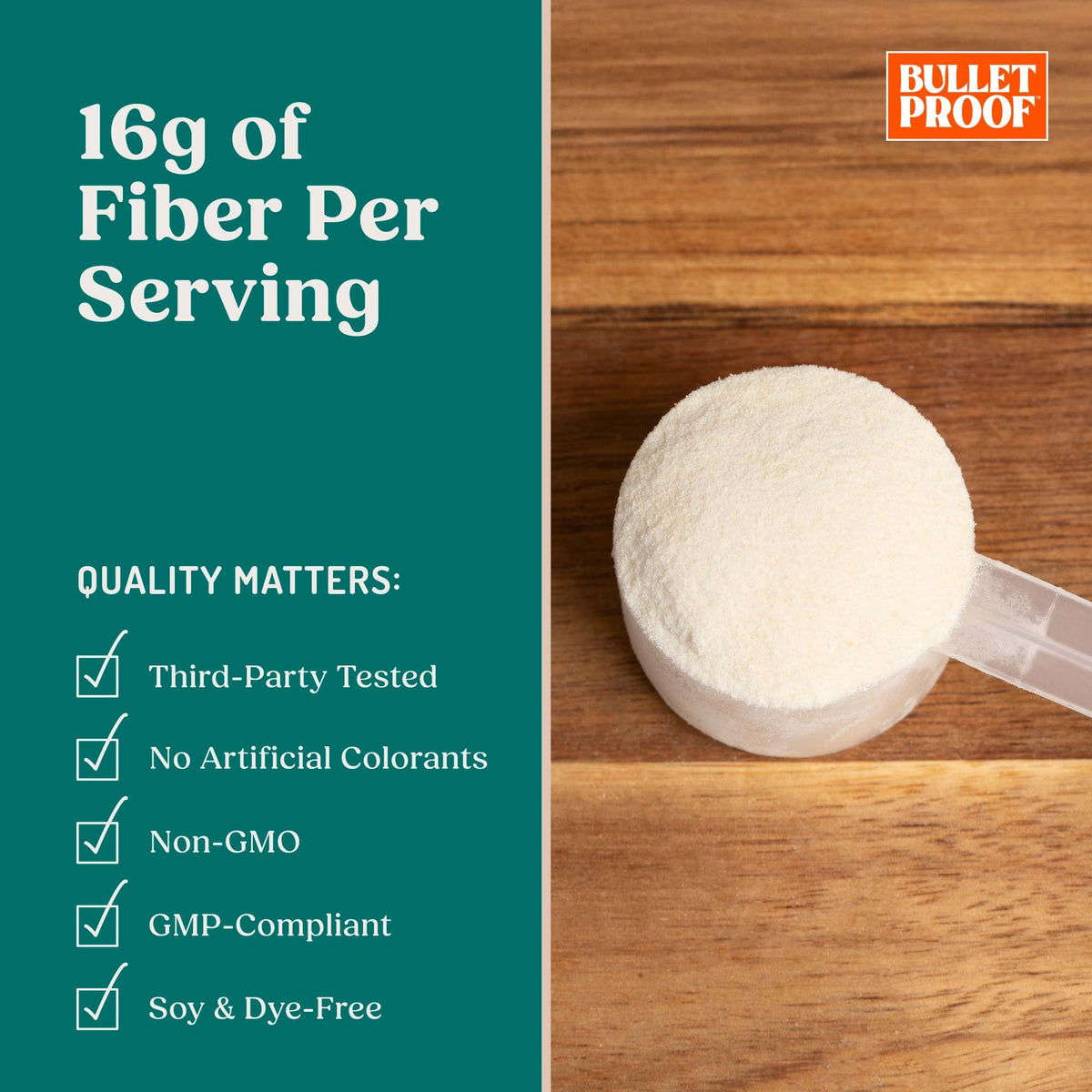 Bulletproof Innerfuel Prebiotic Fiber Powder, Unflavored, 16g Fiber, Plant-Sourced, Non-GMO & Third-Party Tested