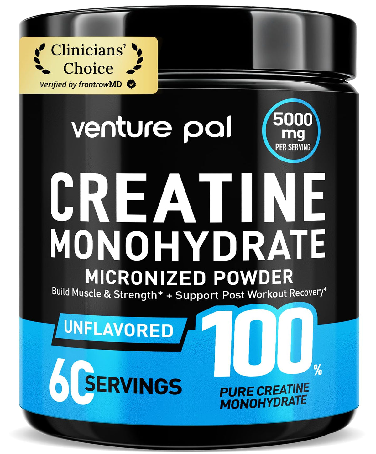 Venture Pal 100% Pure Micronized Creatine Monohydrate Powder, Unflavored Creatine for Women & Men, Vegan, Keto, Gluten Free, 5 g (5000mg) per Serving