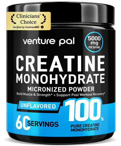 Venture Pal 100% Pure Micronized Creatine Monohydrate Powder, Unflavored Creatine for Women & Men, Vegan, Keto, Gluten Free, 5 g (5000mg) per Serving