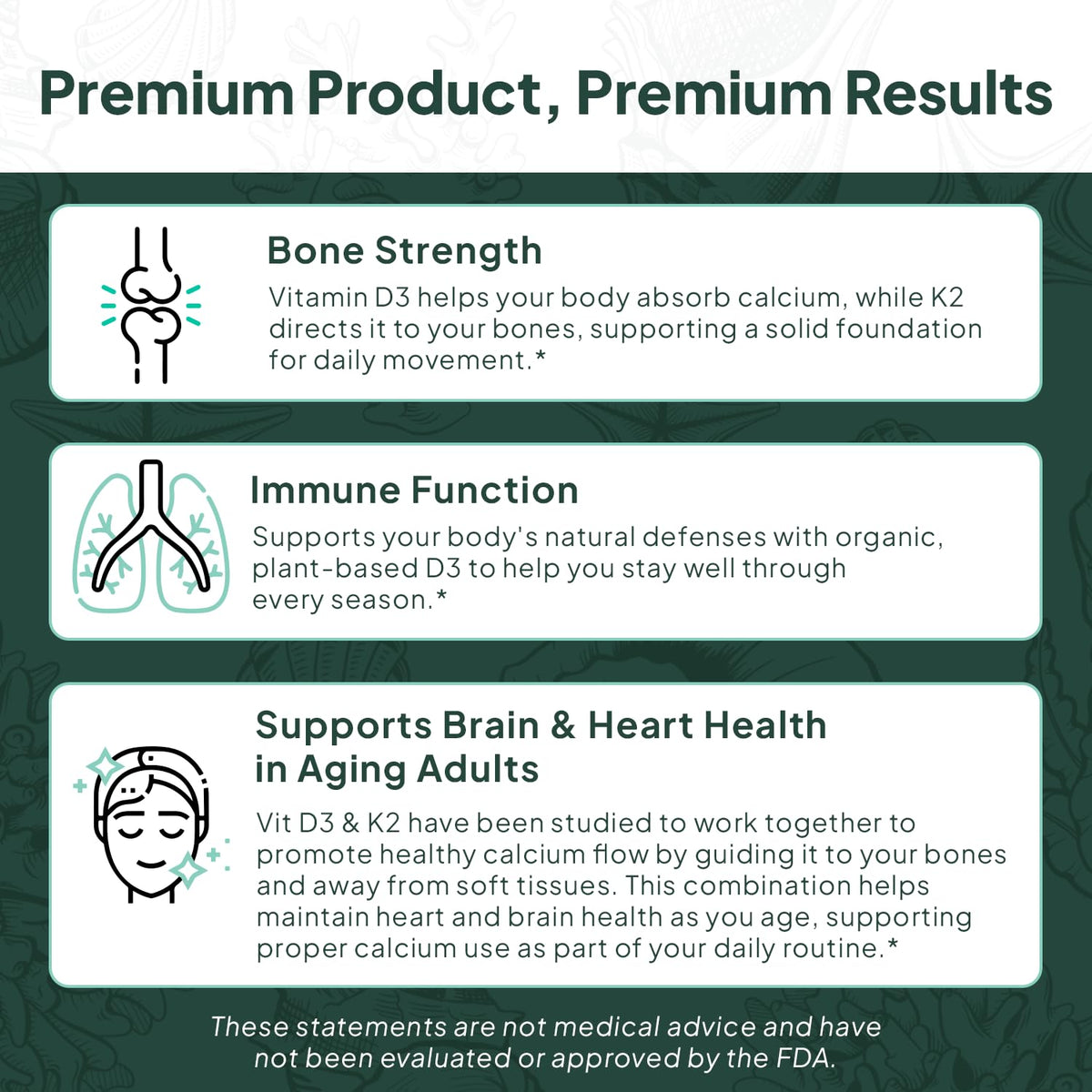 Organics Ocean Better D3 + K2-100% Organic VIT D3 and K2 Supplements with Maximum Bioavailability - Supports Bone Density, Calcium Balance