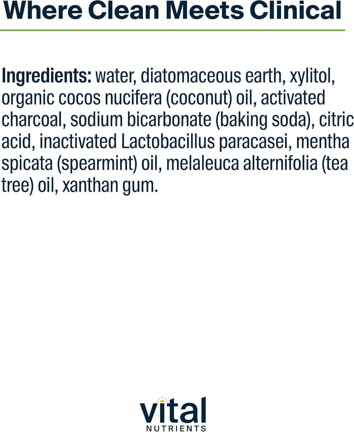 Vital Nutrients Hyperbiotics Activated Charcoal Probiotic Toothpaste | Supports Healthy Mouth Flora, Fresher Breath, Whiter Teeth | Spearmint Flavor | Non-GMO | Gluten, Dairy, Soy Free | 4 oz
