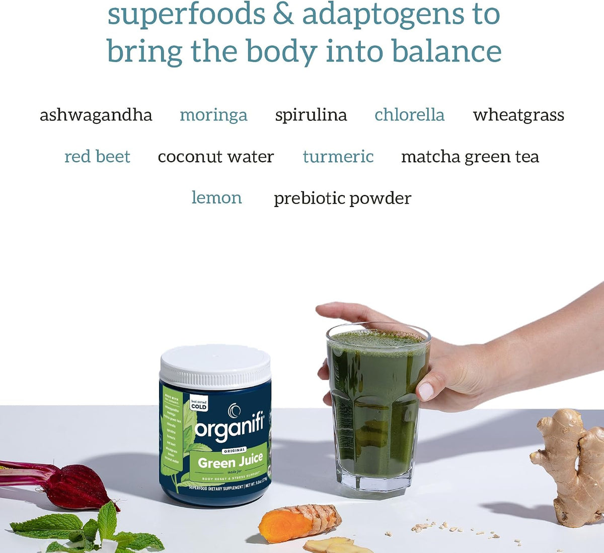 Organifi Green Juice and Red Juice Bundle - 30 Day Supply - Delicious, Refreshing Organic Superfood Supplement Powder With Antioxidants for Energy and Stress Relief Support - No GMO, Gluten, or Soy