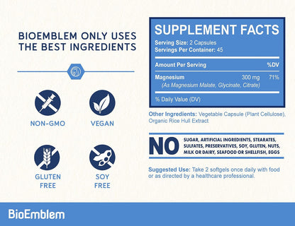 BioEmblem Triple Magnesium Complex Pair with Vitamin D3 K2
