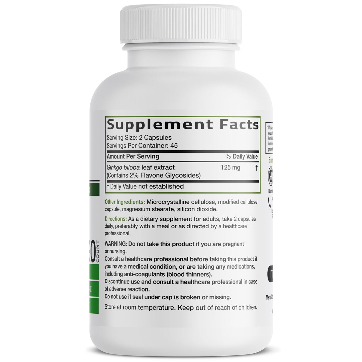 Bronson Ginkgo Biloba Extra Strength Brain & Memory Support 120 Capsules | Vegetarian, Non-GMO, Gluten Free, Soy Free, Memory, Cognitive & Brain Health Support