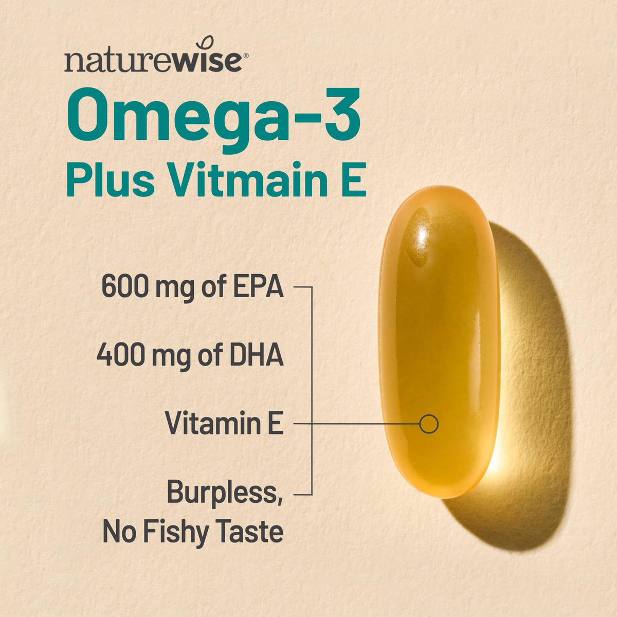 NatureWise Extra-Strength Omega 3 Fish Oil Supplement - 1000mg per Serving - 600 EPA & 400 DHA and Vitamin E - Support for Heart & Brain Health - Lemon Flavor, GMO-Free - 60 Softgels[1-Month Supply] NatureWiseBuy Supplements Australia
