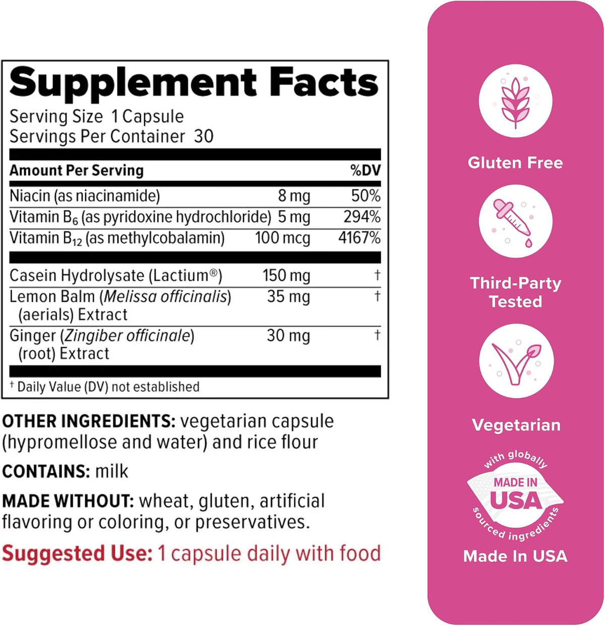 Redd Remedies Peaceful Mama | Designed for Women in All Stages of Life | with Lactium, Lemon Balm, and Ginger Root | 30 Servings
