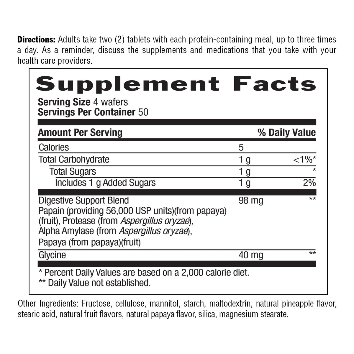 Country Life Papaya Digestive Support with Papain & Protease, 500 Wafers