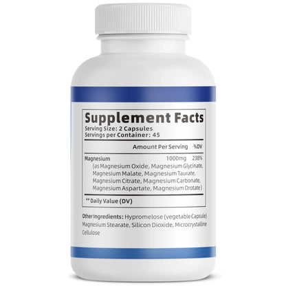 Triple Magnesium Complex for Women and Men, Magnesium Glycinate 400mg, Malate, Citrate, High Absorption Chelated Magnesium Supplement Support Sleep, Muscle, Non-GMO, Gluten Free - 240 Capsules