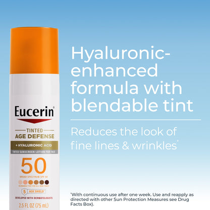 Eucerin Sun Tinted Age Defense Face Sunscreen Lotion SPF 50 with Hyaluronic Acid