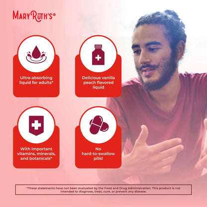 MaryRuth Organics Multivitamin for Men | USDA Organic | Sugar Free Mens Multivitamin Liposomal | Liquid Vitamins for Men | MARYRUTH'S