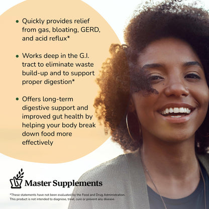 Master Supplements Enzalase - 50 Capsules - Probiotic Compatible Enzymes - Provides Digestive Boost + Gas & Bloating Relief - Gluten Free - 50 Servings