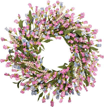 24 Inch Spring Summer Wreaths for Front Door, Year Round Artificial Lavender Paper