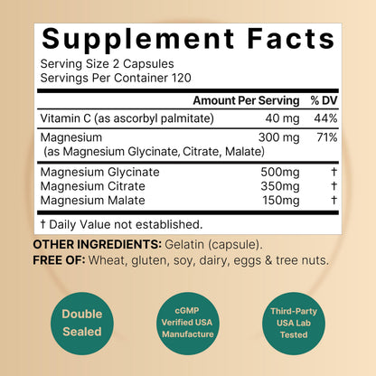 NatureBell Magnesium Complex for Women & Men 1,000mg Per Serving – 240 Capsules – Triple Magnesium Complex with Glycinate, Citrate & Malate – Chelated & Purified – Non‑GMO, Filler Free NatureBell buy supplements Au