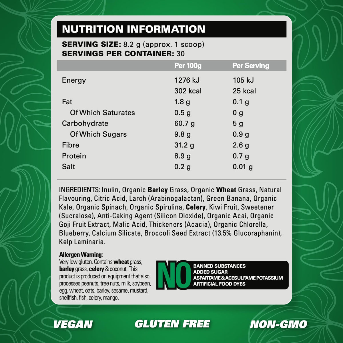 EHP Labs OxyGreens Super Greens Powder with Spirulina & Chlorella, Prebiotic Fiber, Probiotics & Digestive Enzymes – Antioxidant Green Superfood Supplement - 15 Serves (Pineapple)