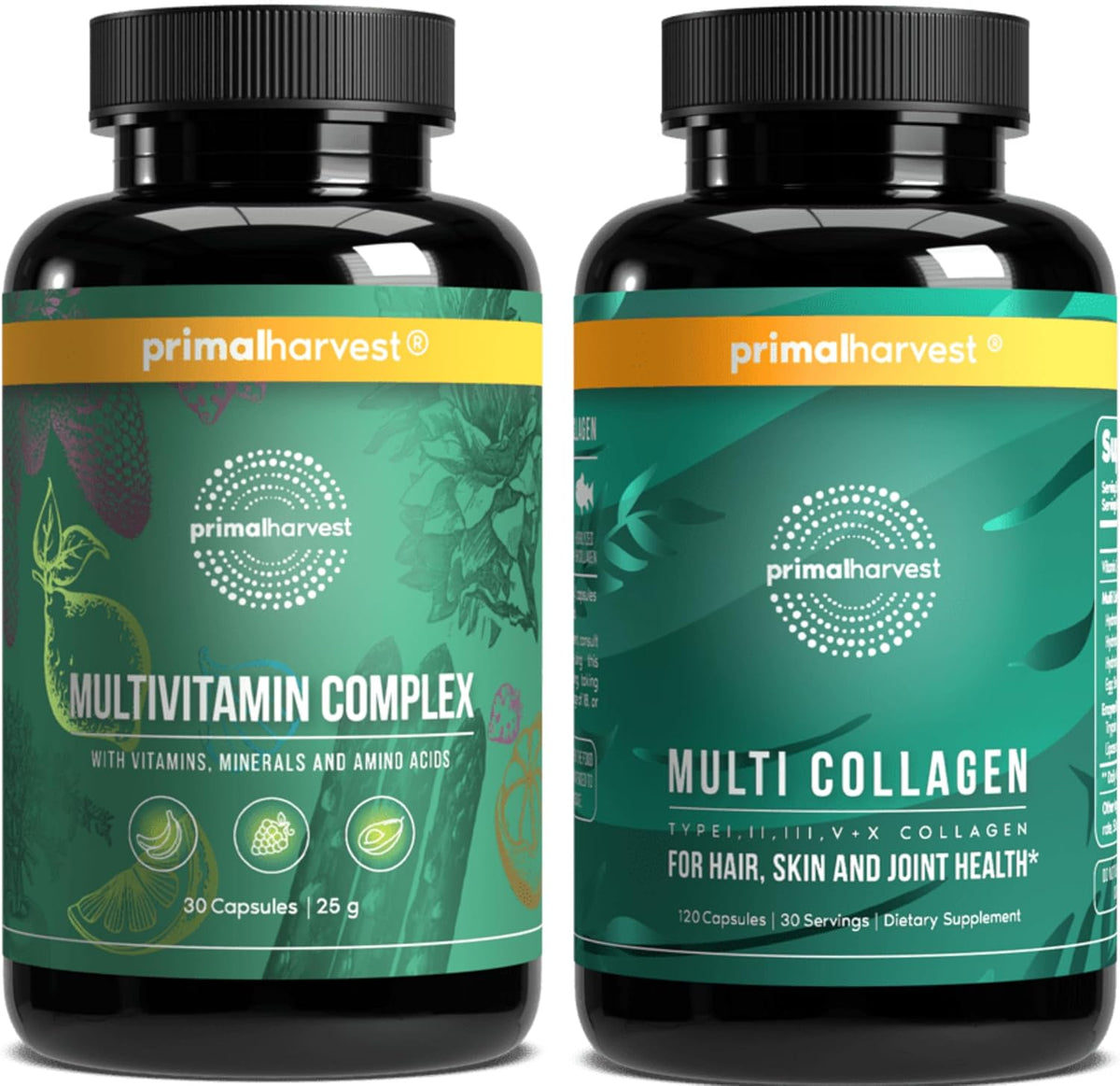Primal Harvest Primal Mind Fuel & Multivitamin Supplements for Women and Men Multi Vitamin Capsules and Mind Fuel Pills Bundle