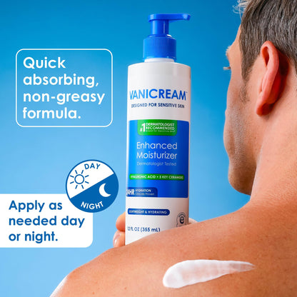 Vanicream Enhanced Moisturizer, 12 fl oz, Formulated without Common Irritants, Body Moisturizer, All-Day Hydration with Hyaluronic Acid