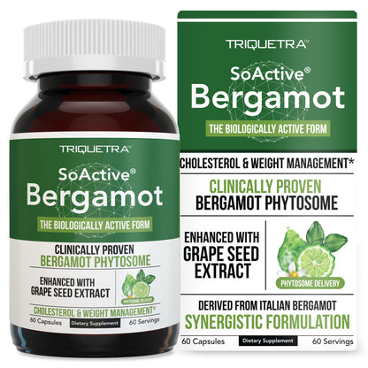 SoActive Bergamot: 2.5X More Effective, Italian Citrus Bergamot Phytosome - Clinically Validated | Enhanced with Grape Seed Extract
