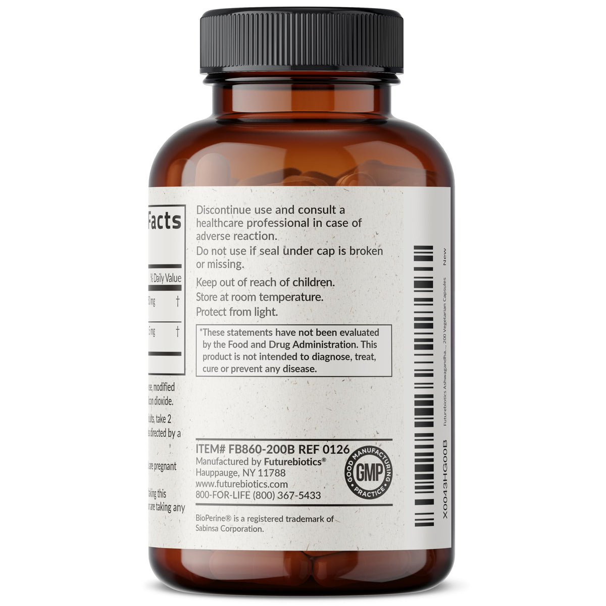 Futurebiotics Ashwagandha Extra Strength Stress & Mood Support 100 Capsules | Vegetarian, Non-GMO, Gluten-FREE, Soy-FREE, BioPerine for High Absorption