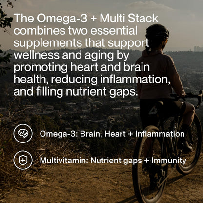 Momentous Omega-3 + Multi Stack - Daily 1600mg Fish Oil Supplement & Complete Essential Vitamin & Mineral Complex to Support Joint Health, EPA & DHA - NSF Certified, Gluten & GMO-Free (30 Servings)