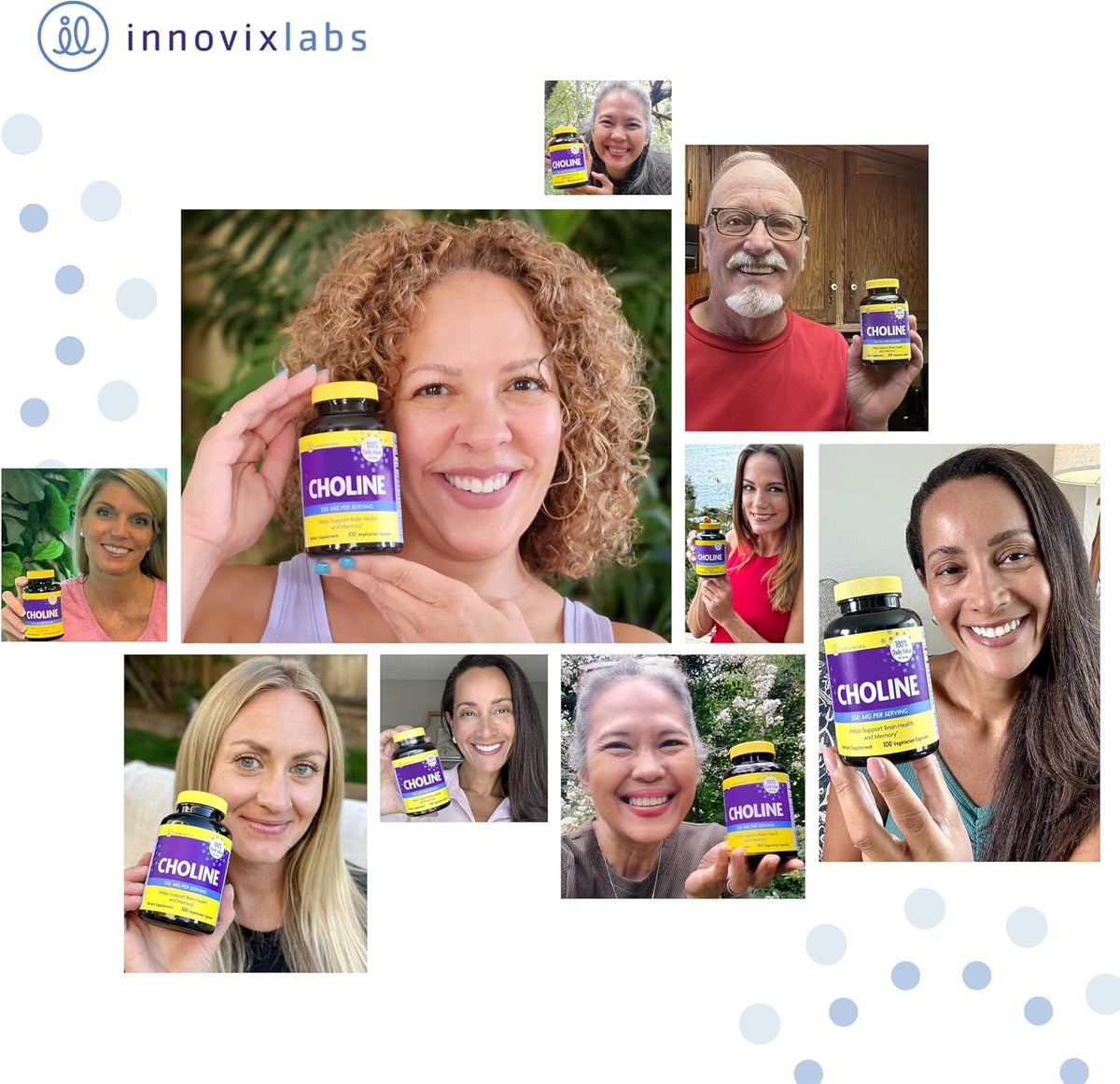 InnovixLabs Choline & Mood Probiotic Bundle Choline Bitartrate 550mg (100 Capsules) Mood Probiotic (60 Capsules). Supports Memory, Mood, Brain Health & Boost Cognitive.*