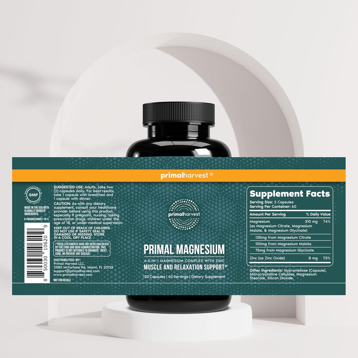 Primal Creatine Powder + Primal Magnesium Capsules Bundle | 2-Pack | Support Muscle Strength, Recovery & Relaxation | 60 Servings