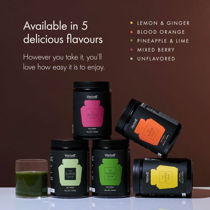 WelleCo The Super Elixir Daily Greens Powder, Probiotic Drink Mix with Whole Foods, Gluten Free, Vegan Gut Health Powder, Energy, Immunity, Healthy Skin, Hair & Nails (300g, Lemon Ginger) WelleCoBuy Supplements Australia